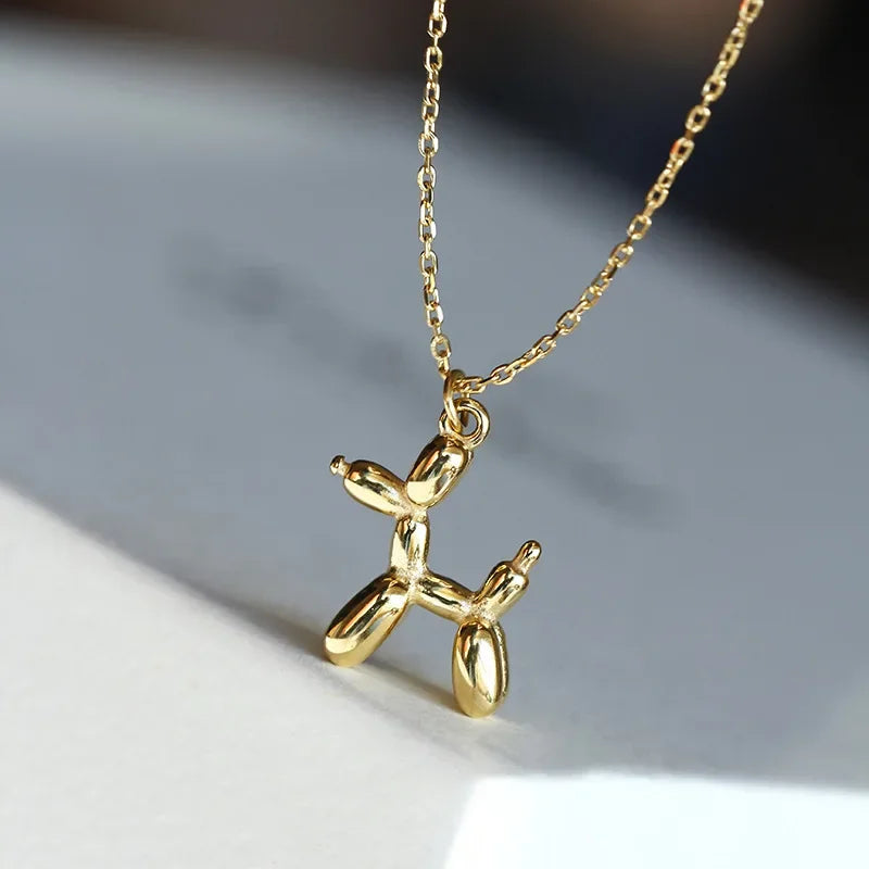 Collier Pendentif Chien Ballon Doré