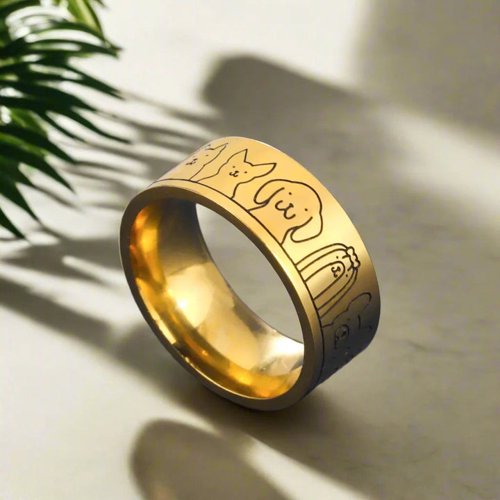 Bague Large en Acier Inoxydable pour Chien – Design Gravé pour Femmes