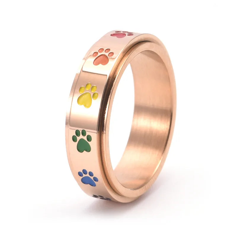 Bague Anti-Stress Pivotante – Acier Inoxydable avec Pattes Arc-en-Ciel