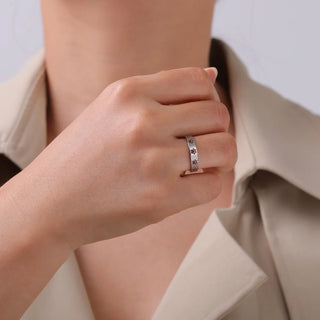 Bague en Acier Inoxydable avec Motif de Patte en Ton Or