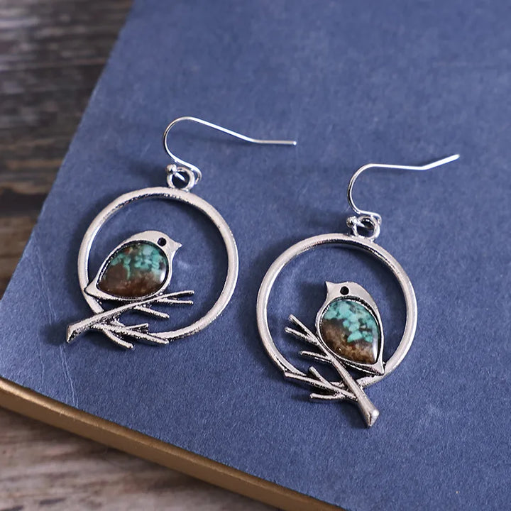 Boucles d'oreilles Vintage Oiseau sur Branche – Symbole de Liberté & Sérénité