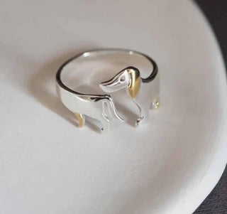 Bague en Argent Sterling 925 en Forme de Teckel – Ajustable