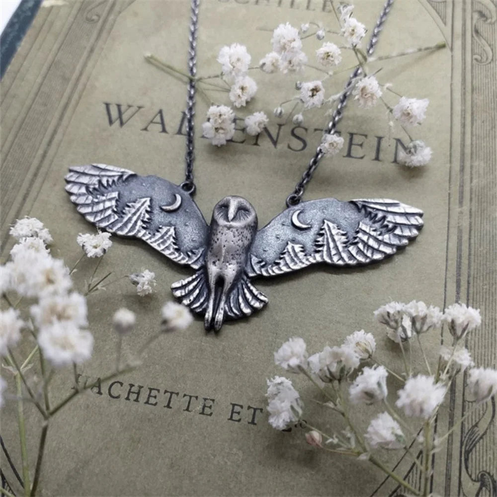 Collier Vintage Hibou Lune