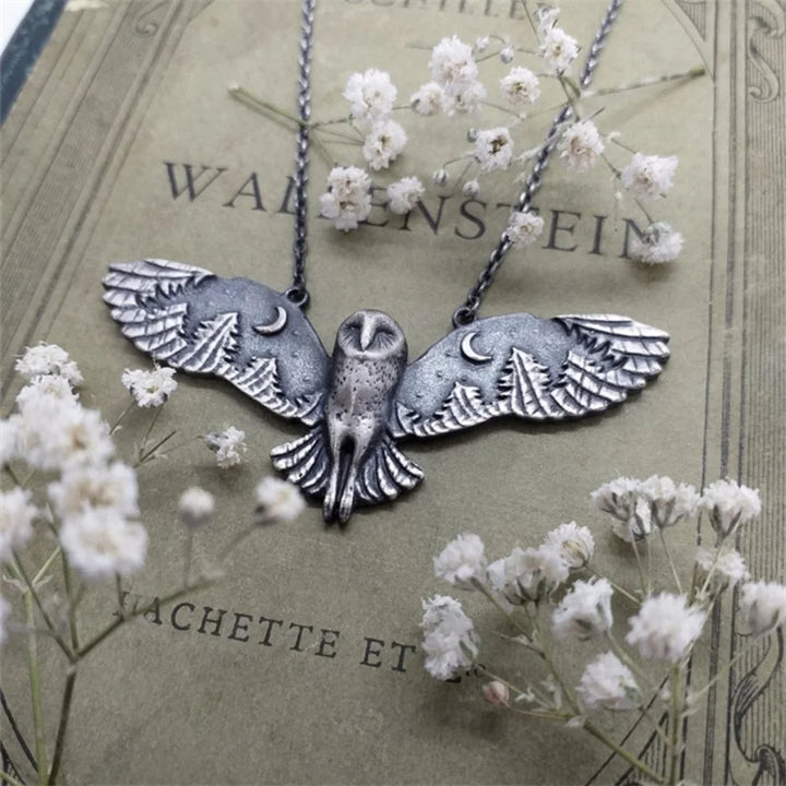 Collier Vintage Hibou Lune