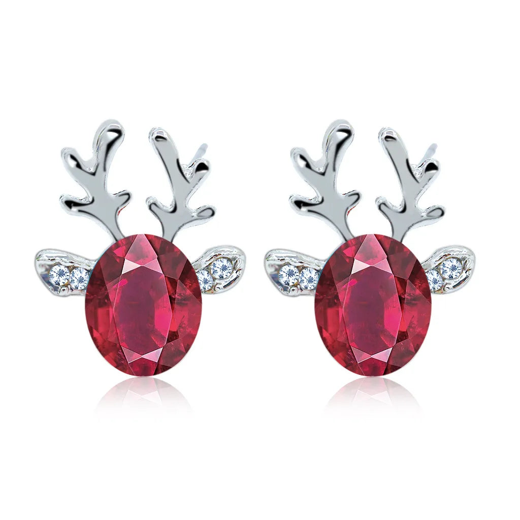 Boucles d'oreilles en cristal en forme de renne festif