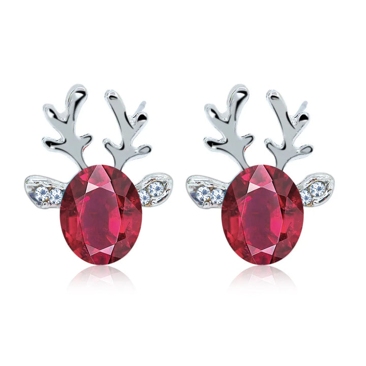 Boucles d'oreilles en cristal en forme de renne festif