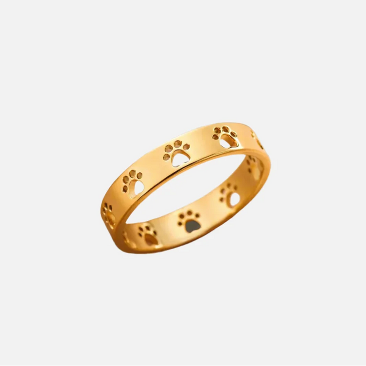 Bague en Acier Inoxydable avec Motif de Patte en Ton Or