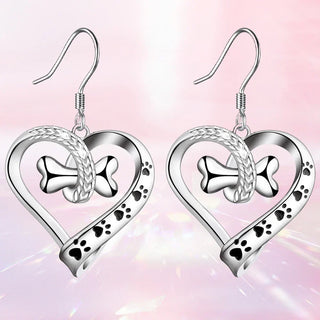 Ensemble de Bijoux en 2 Pièces avec Charms Patte, Cœur et Os