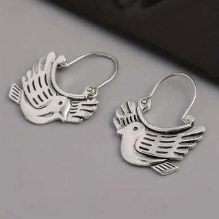 Boucles d'Oreilles Pendantes Inspirées des Oiseaux Boho – Argenté