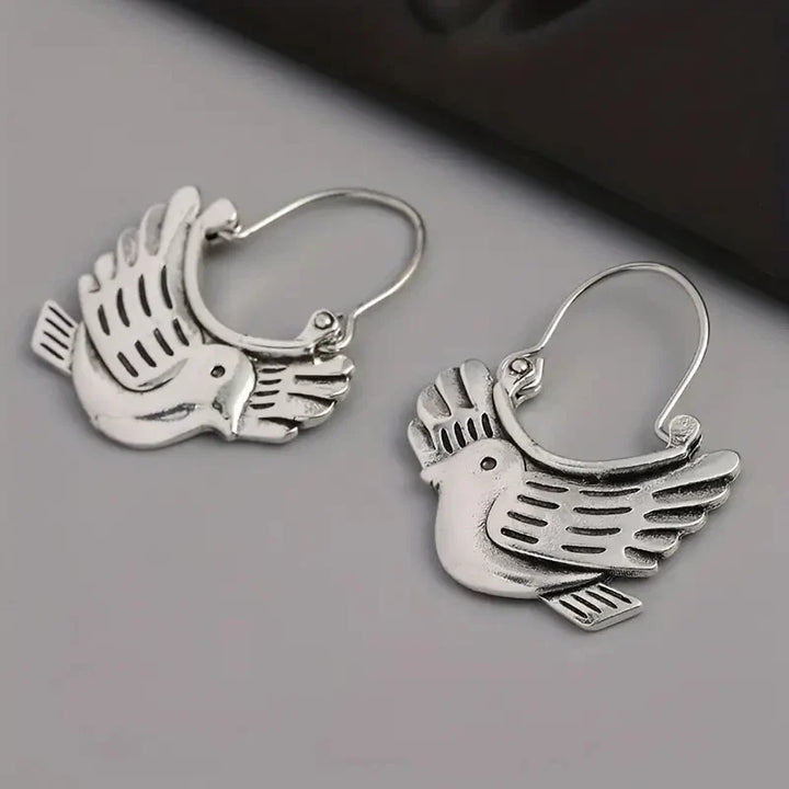 Boucles d'Oreilles Pendantes Inspirées des Oiseaux Boho – Argenté