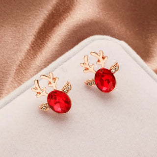 Boucles d'oreilles en cristal en forme de renne festif