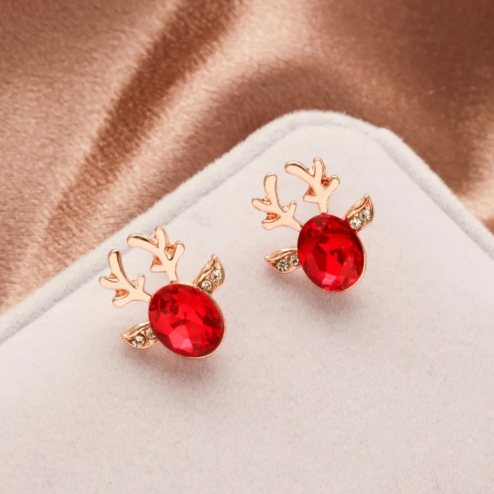 Boucles d'oreilles en cristal en forme de renne festif