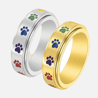 Bague Anti-Stress Pivotante – Acier Inoxydable avec Pattes Arc-en-Ciel