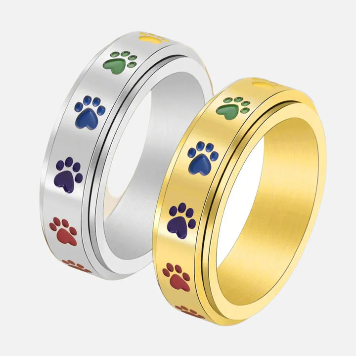 Bague Anti-Stress Pivotante – Acier Inoxydable avec Pattes Arc-en-Ciel