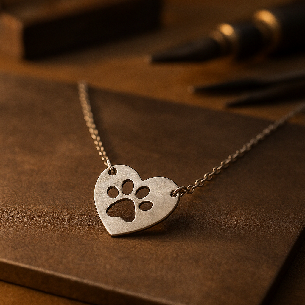Collier Pendentif Cœur & Patte en Argent