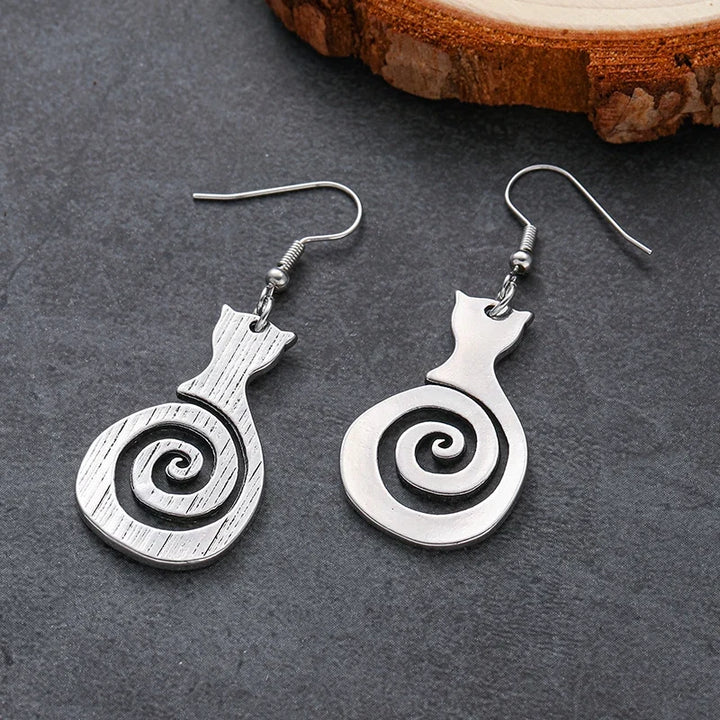 Boucles d'oreilles en spirale de chat vintage