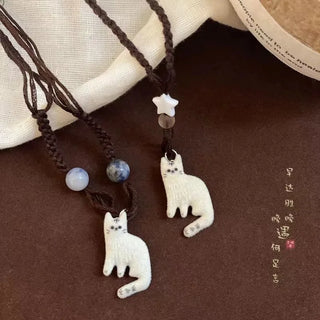 Collier Pendentif Chat Vintage Étoile