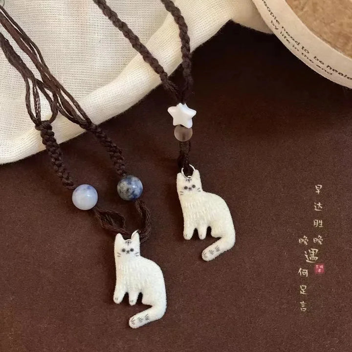 Collier Pendentif Chat Vintage Étoile