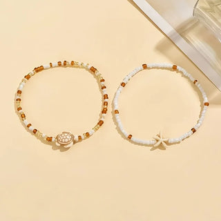 Ensemble de Bracelets de Cheville Étoile de Mer & Tortue