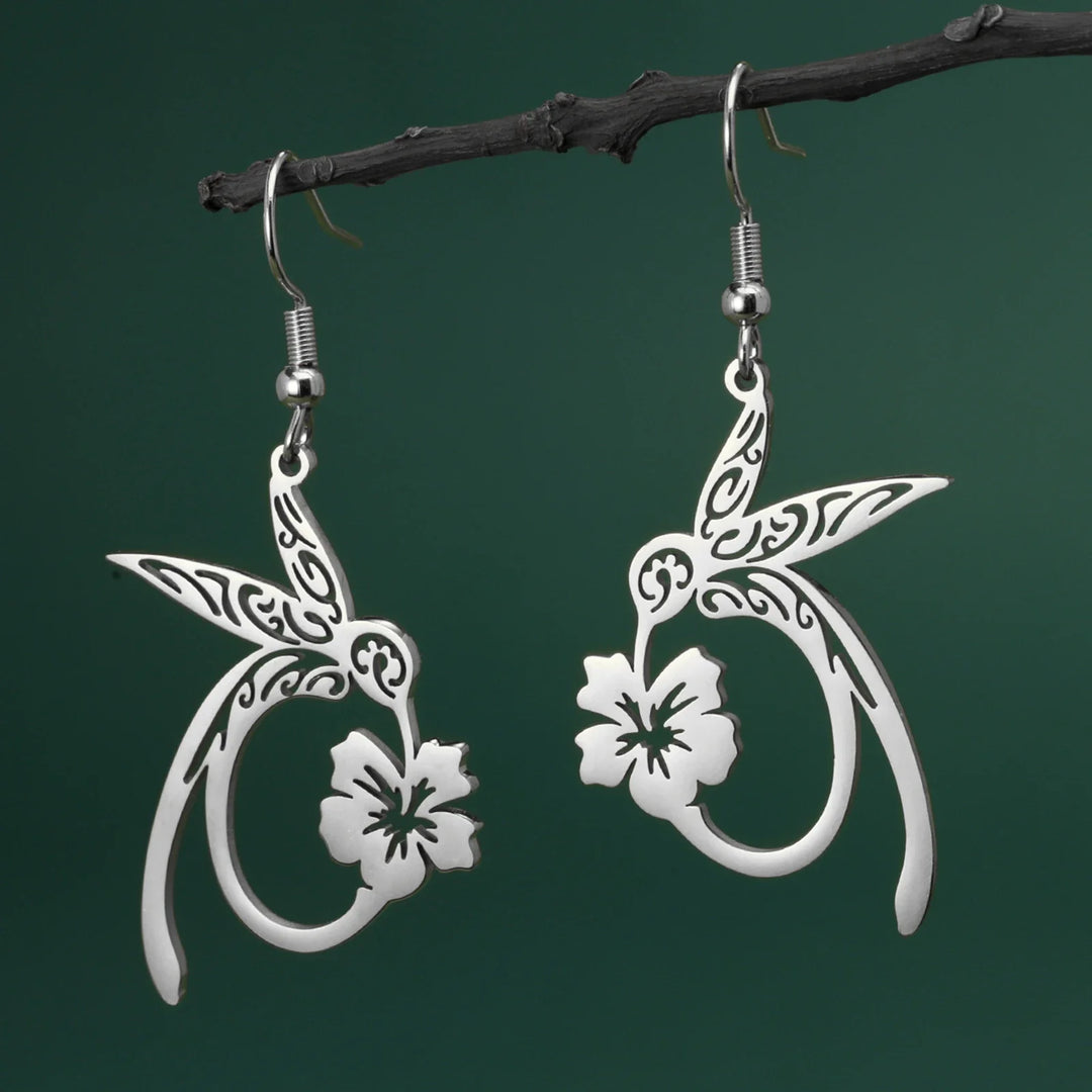 Boucles d'oreilles en acier inoxydable Esprit Colibri