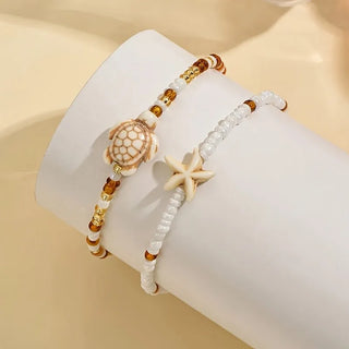 Ensemble de Bracelets de Cheville Étoile de Mer & Tortue