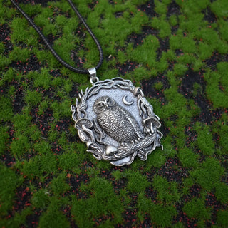 Pendentif Collier Champignon de Lune de Hibou Mystique