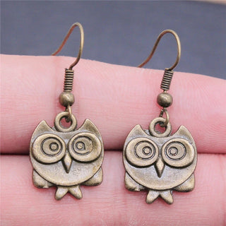 Boucles d'oreilles pendantes hibou vintage bohémien
