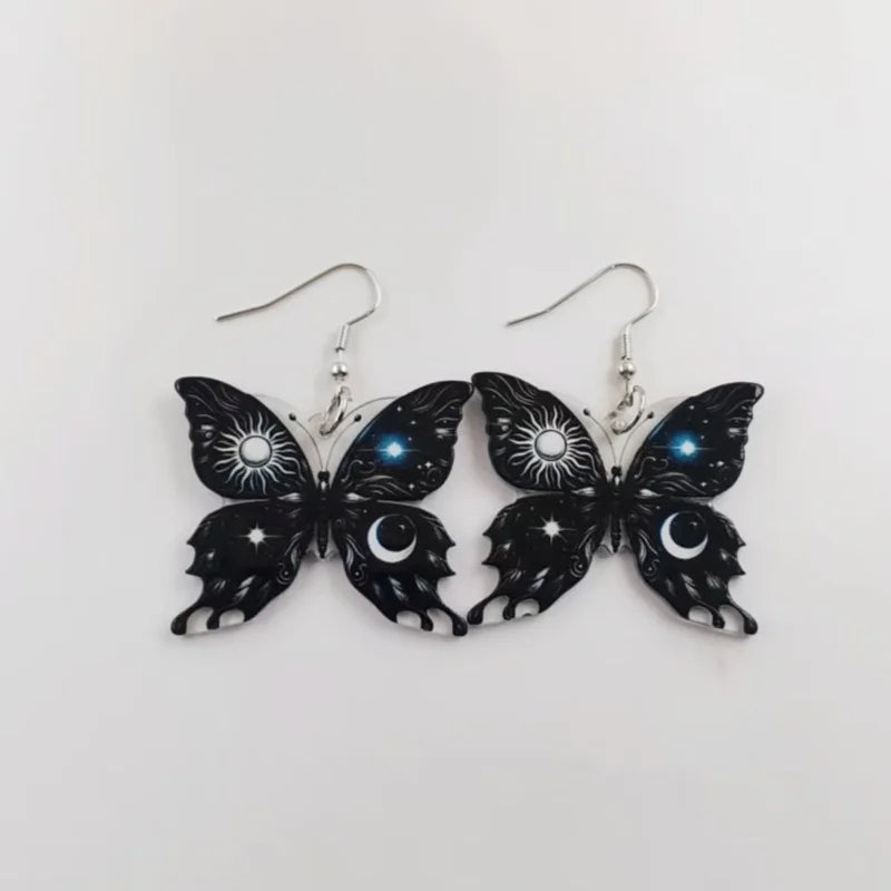 Boucles d'oreilles Soleil Lune Papillon