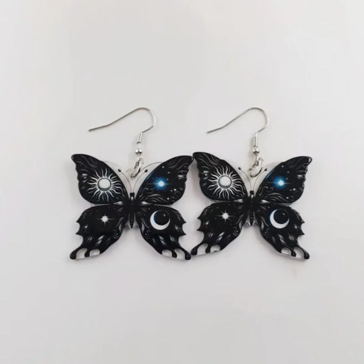 Boucles d'oreilles Soleil Lune Papillon
