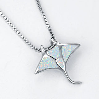 Collier en Opale Bleue Manta Ray