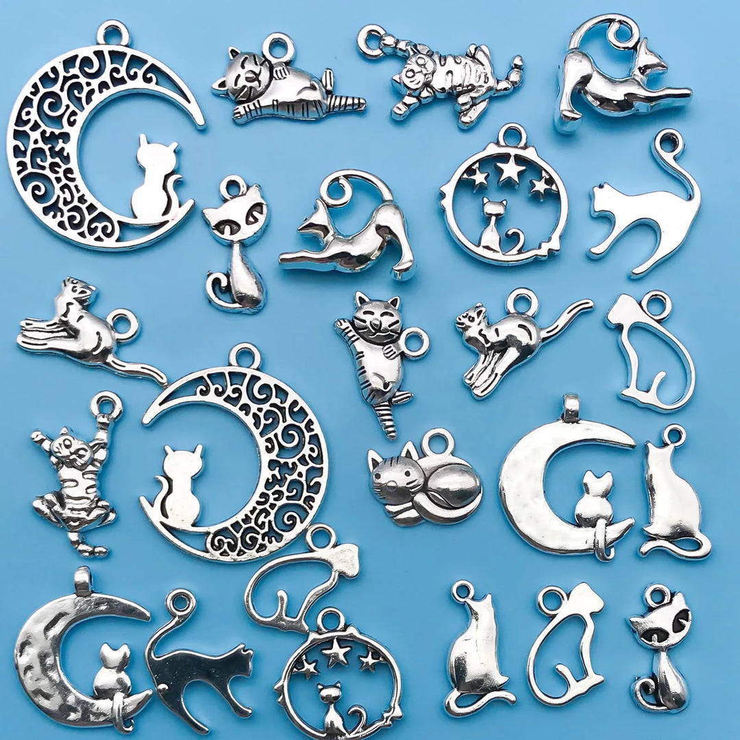 Collection de Charms en Argent Vintage de Chats