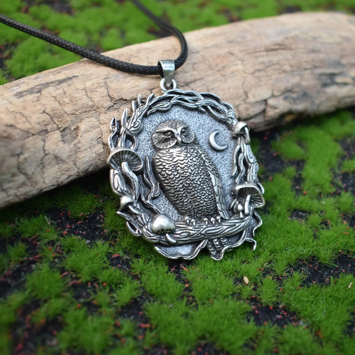 Pendentif Collier Champignon de Lune de Hibou Mystique