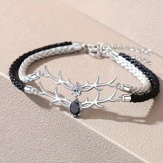 Bracelet Cœur en Bois de Cerf avec Zircon