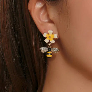 Boucles d'oreilles goutte d'abeille et de tournesol