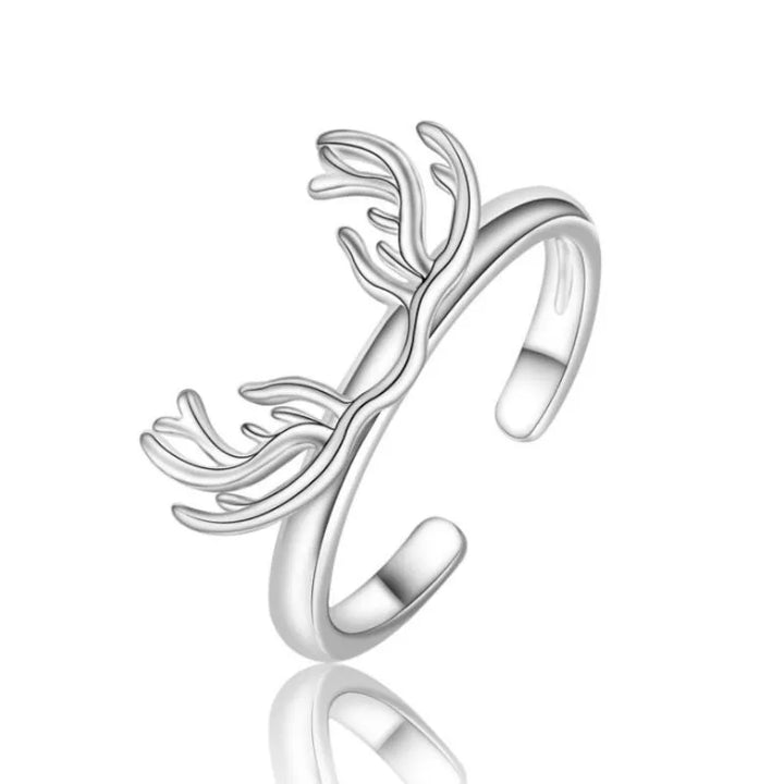 Bague en Argent Sterling avec Bois de Cerf