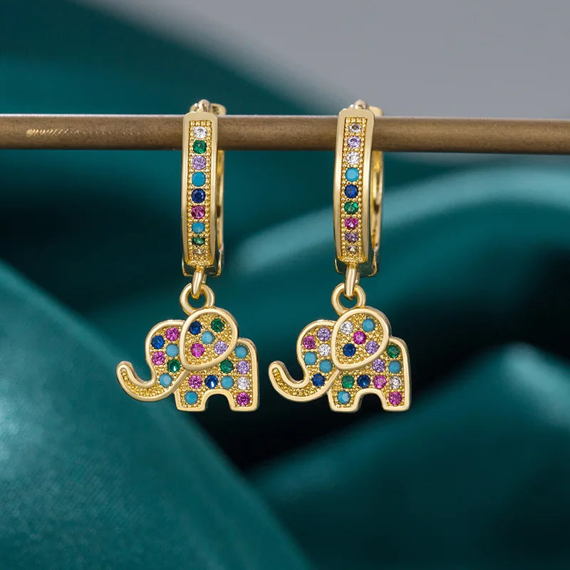 Boucles d'oreilles Anneau Éléphant Arc-en-Ciel