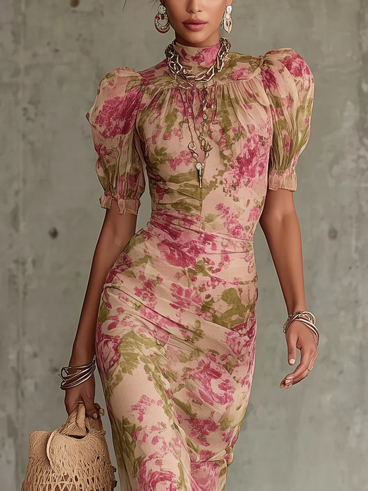 Fiora™ | Robe Maxi Vintage Romantique à Manches Bouffantes