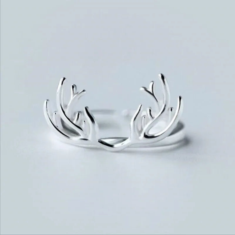 Bague en Argent Sterling avec Bois de Cerf