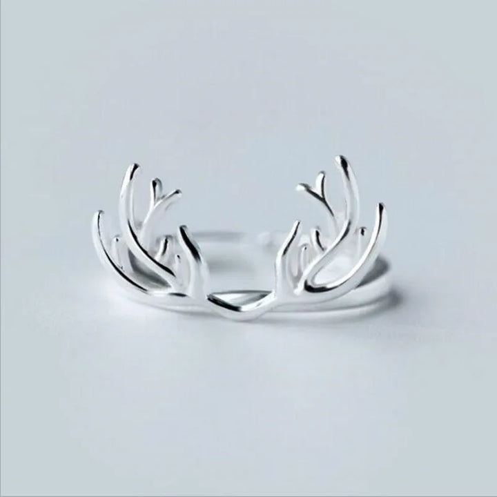 Bague en Argent Sterling avec Bois de Cerf