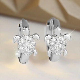 Boucles d'oreilles en forme de tortue de mer avec zircon scintillant