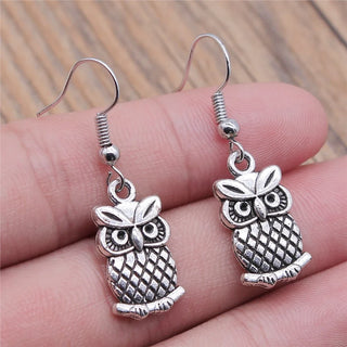 Boucles d'oreilles pendantes hibou vintage bohémien