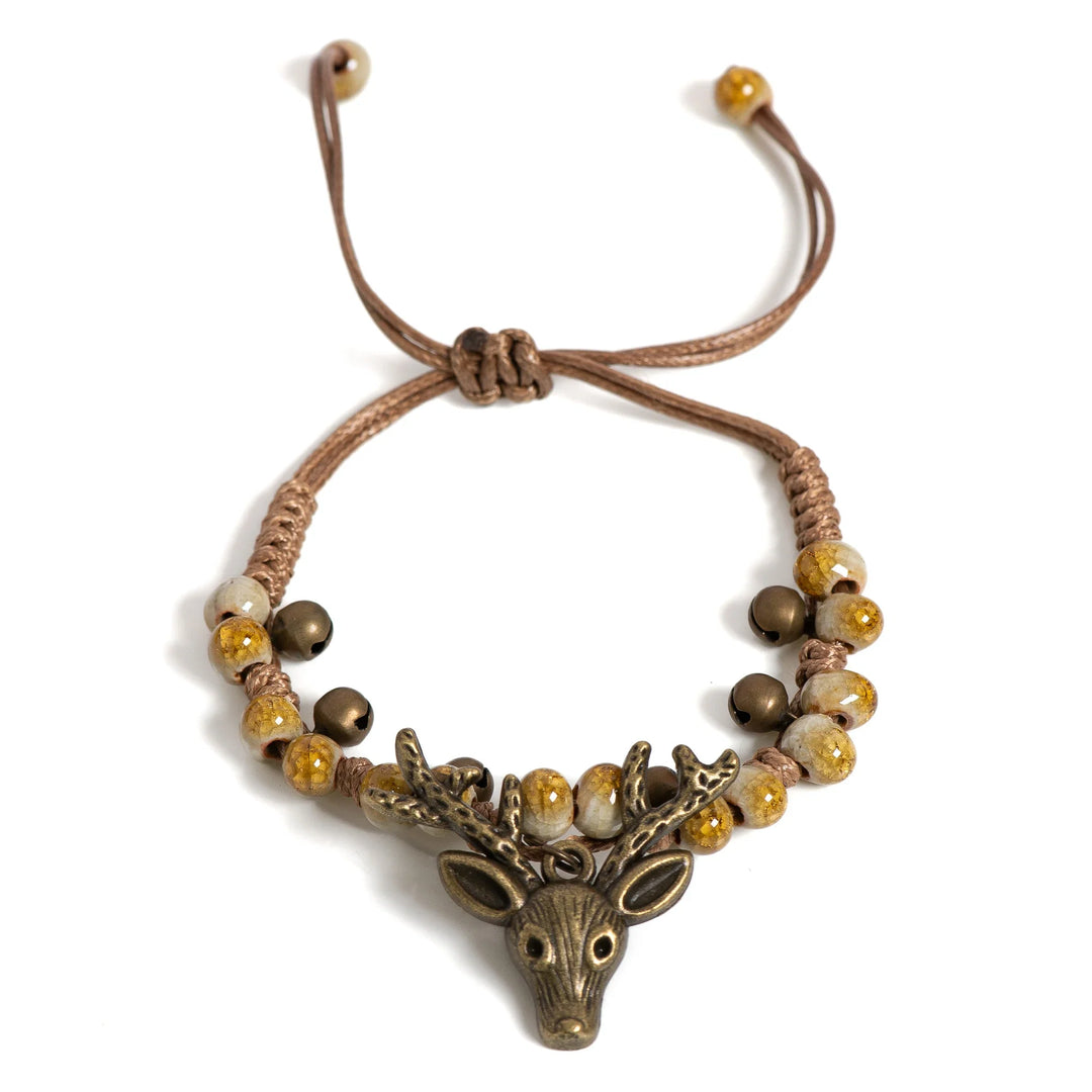 Bracelet en céramique fait main avec charme de faon