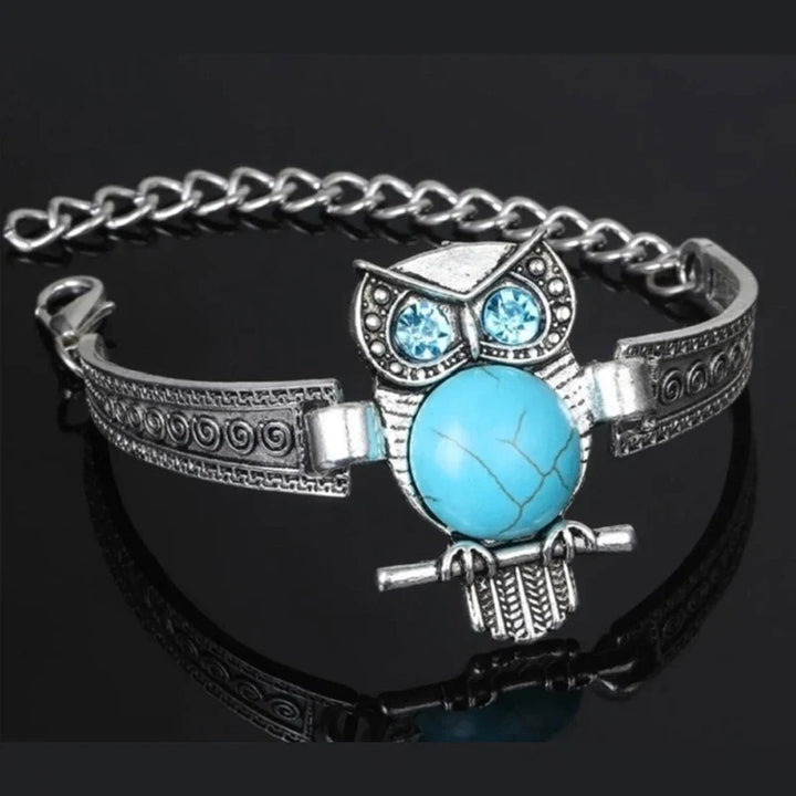 Bracelet Charme Hibou Vintage Turquoise