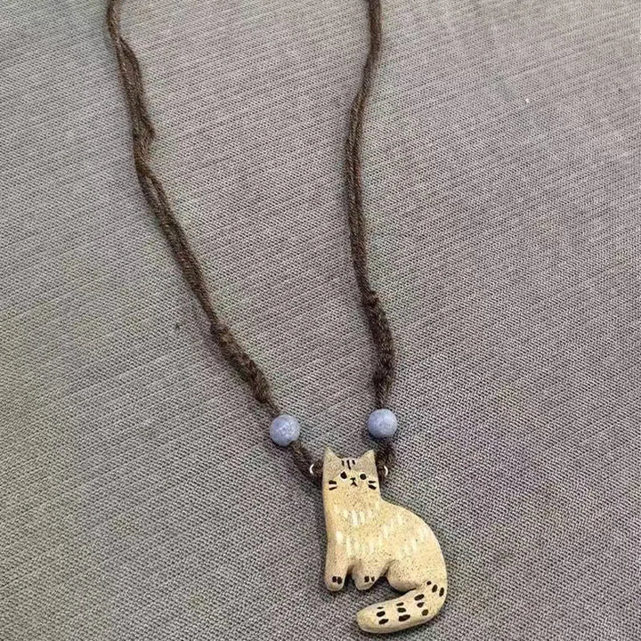 Collier Pendentif Chat Vintage Étoile