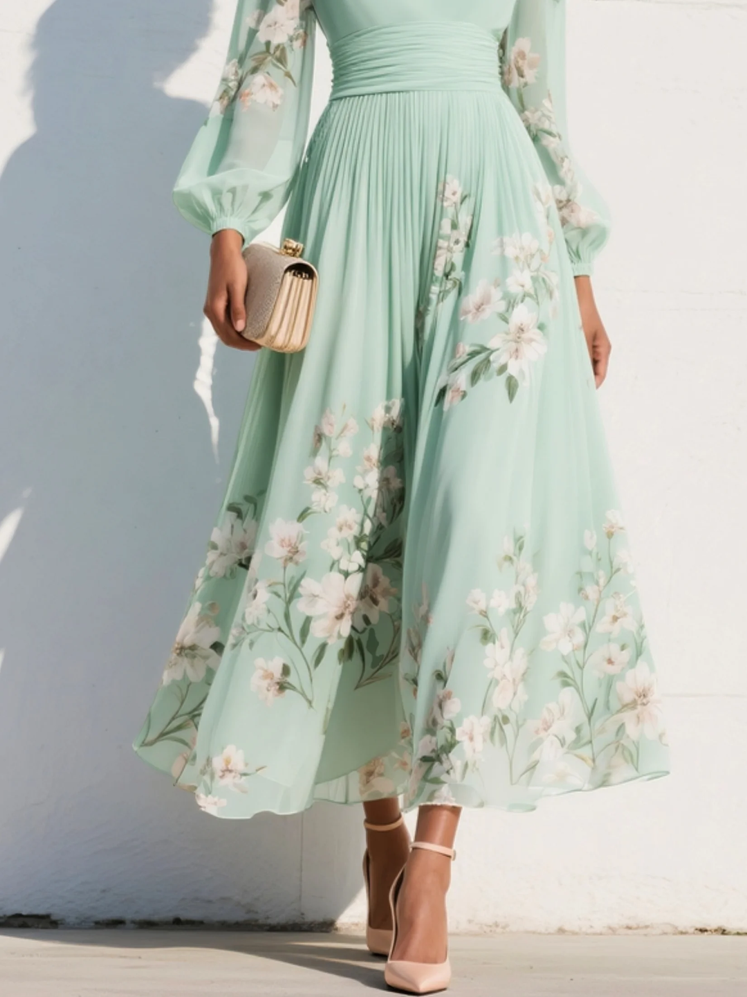Amara™ | Robe Maxi Plissée Fleurie