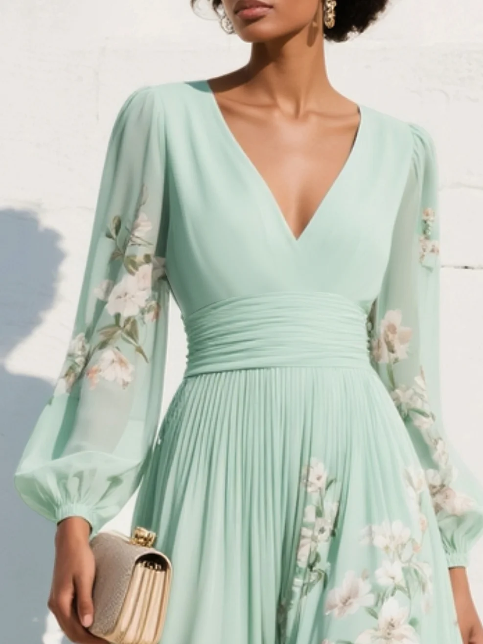 Amara™ | Robe Maxi Plissée Fleurie