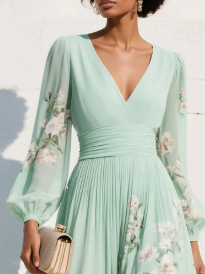 Amara™ | Robe Maxi Plissée Fleurie