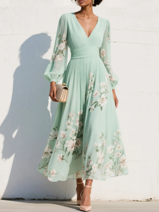 Amara™ | Robe Maxi Plissée Fleurie