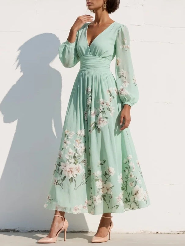 Amara™ | Robe Maxi Plissée Fleurie