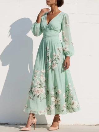 Amara™ | Robe Maxi Plissée Fleurie